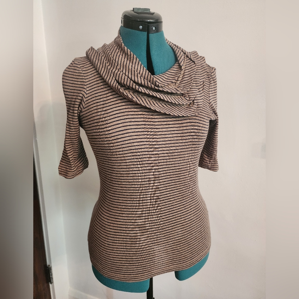ANTHROPOLOGIE Deletta Pleated Cowl Neck Top
